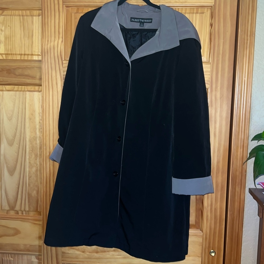 Fleet Street XL Lightweight Black & Khaki Button-Up Hooded Jacket